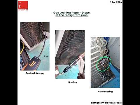 Gas Leaking Repair at The Refrigerant Pipe #Homoneairconservices