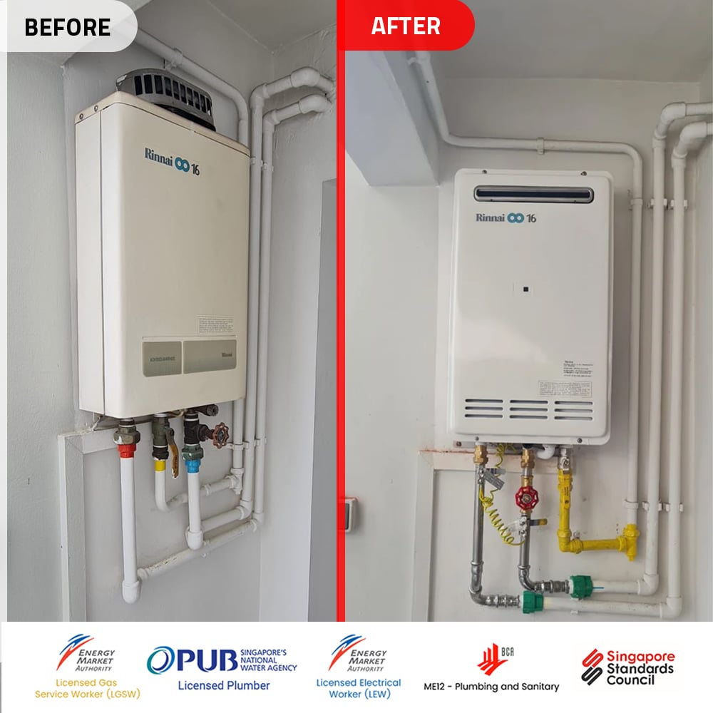 Gas Heater Installation and Replacement in Ang Mo Kio 9 Rinnai REU-16RFA-RS gas heater 01