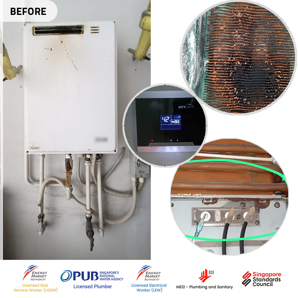 Gas Heater Installation and Replacement in Ang Mo Kio 4 Gas water heater Condo at Centro - Ang Mo Kio- Heat Exchanger Rusty 01