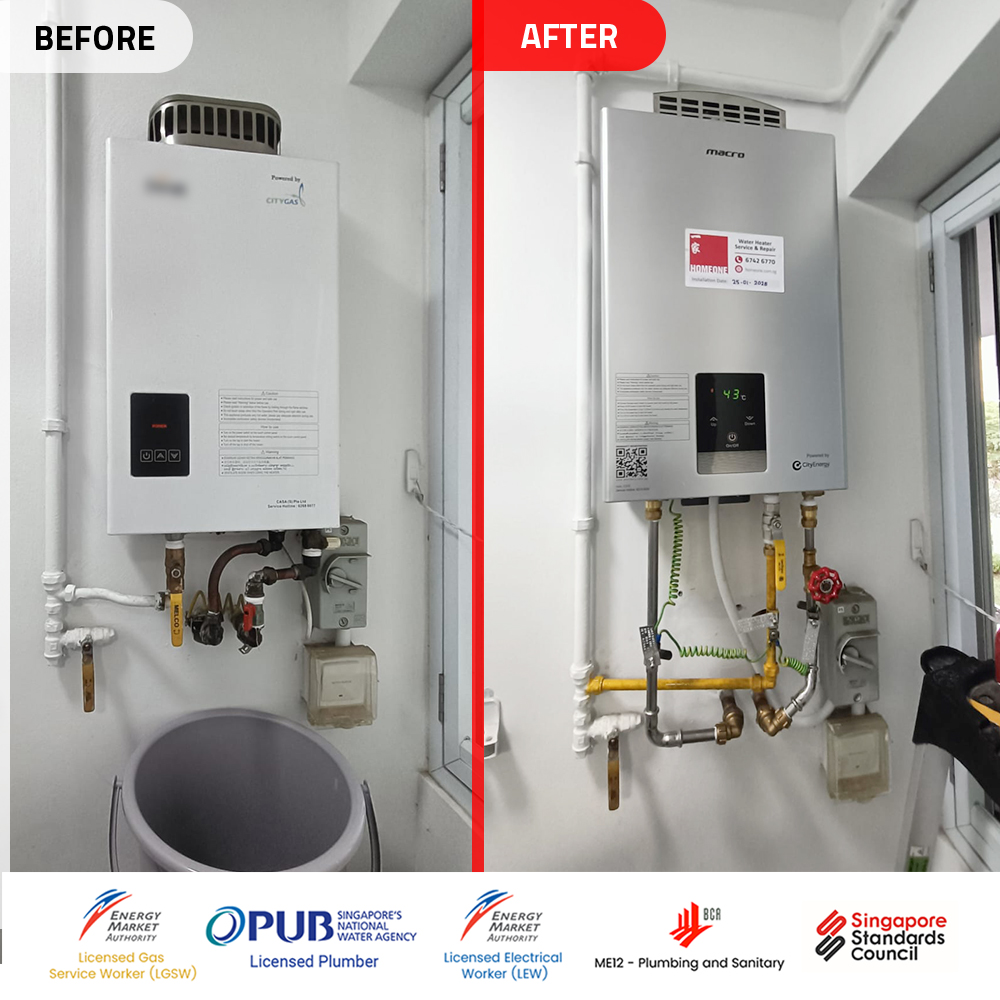Gas Heater Installation and Replacement in Ang Mo Kio 6 Indoor Gas heater powered by Citygas - Leaking Water - 00