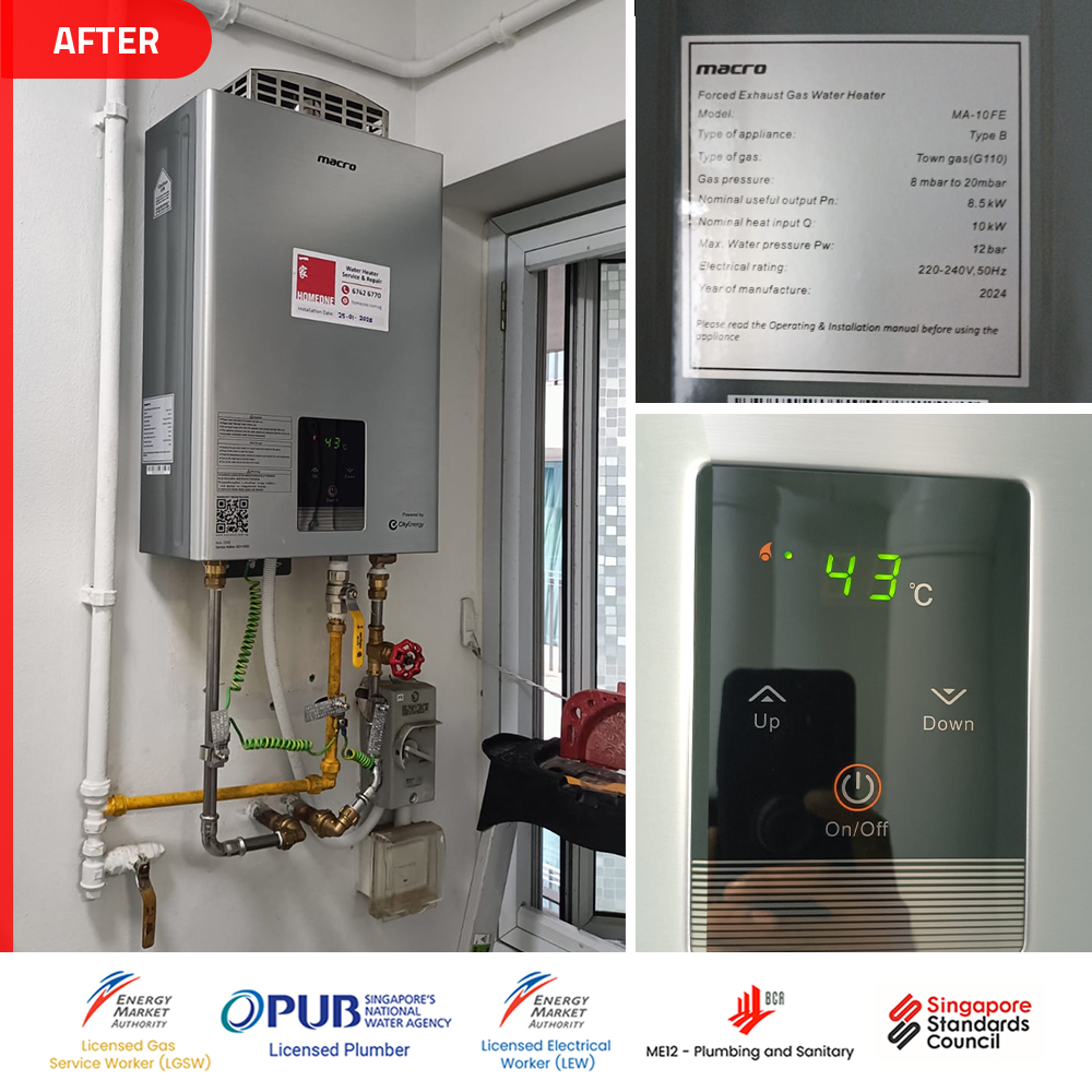 Gas Heater Installation and Replacement in Ang Mo Kio 8 Indoor Gas heater powered by Citygas - Leaking Water 02
