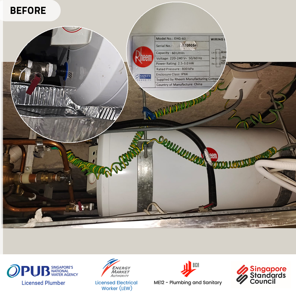 Rheem Water Heater leaking - Caribbean at Keppel 01