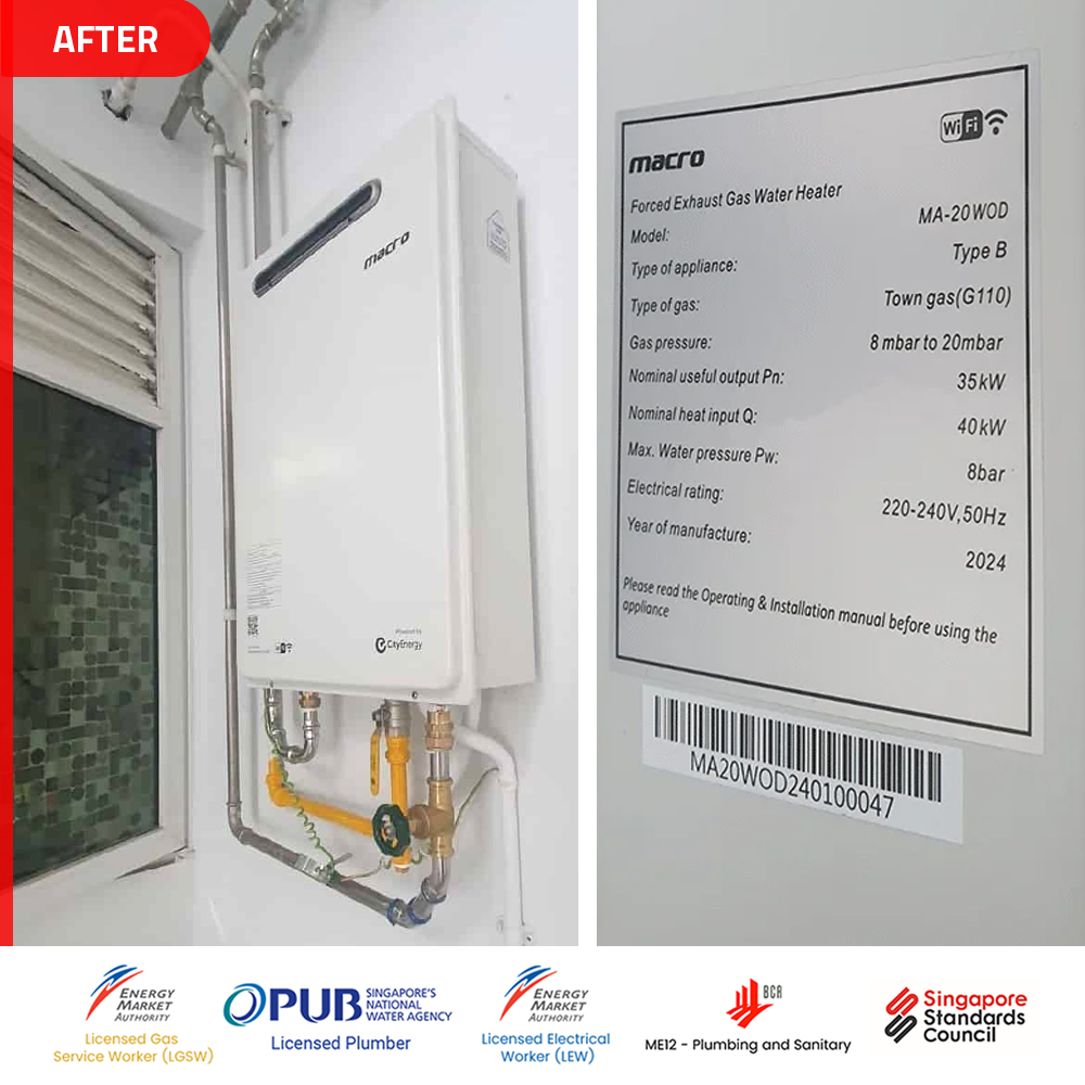 Boon Lay Gas Water Heater Installation Replacement Lake Life - After