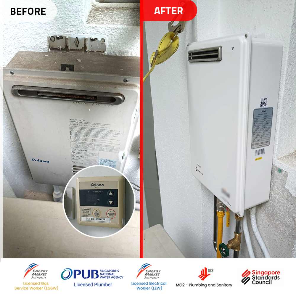 Boon Lay Gas Water Heater Installation Replacement Singapore - The Lake Shore