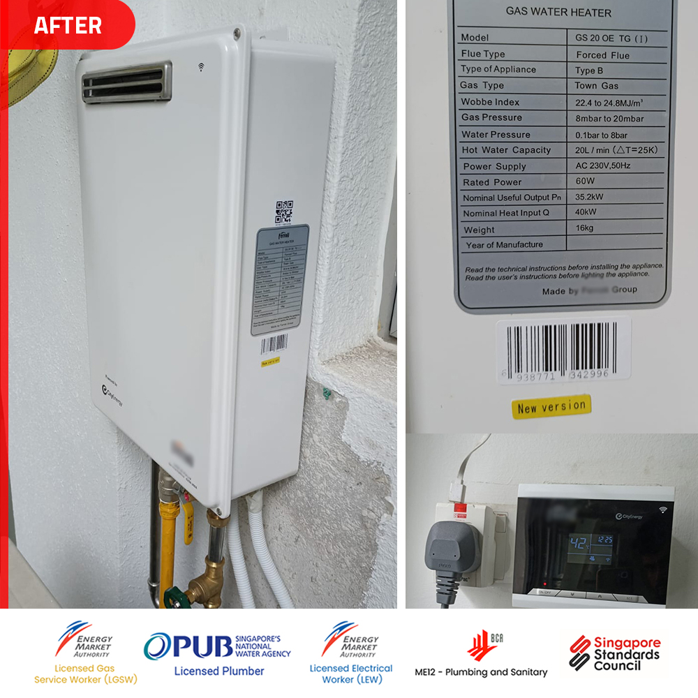 Boon Lay Gas Water Heater Installation Replacement Singapore - The Lake Shore - After