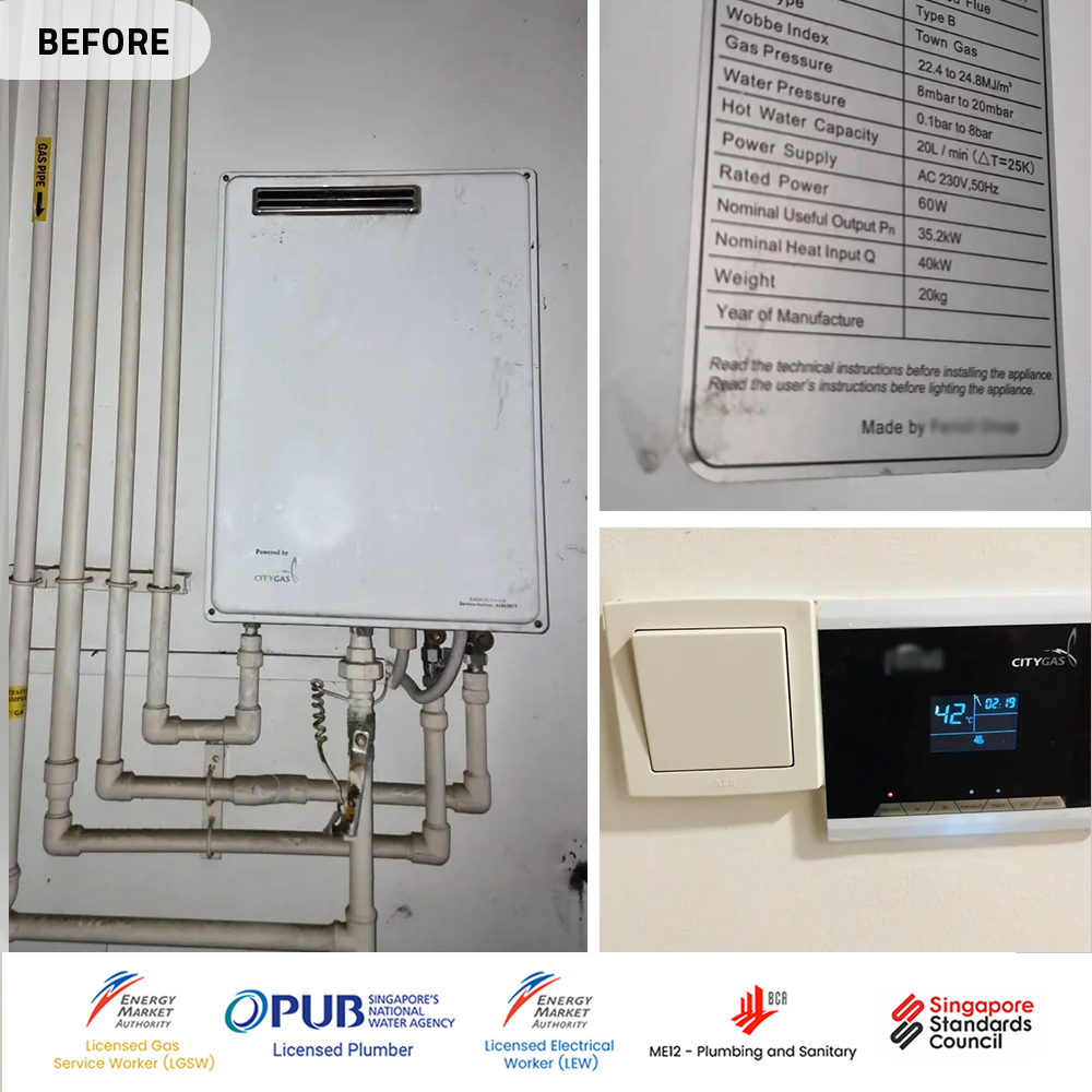 Boon Lay Gas Water Heater Installation Replacement Westwood Residences - Before