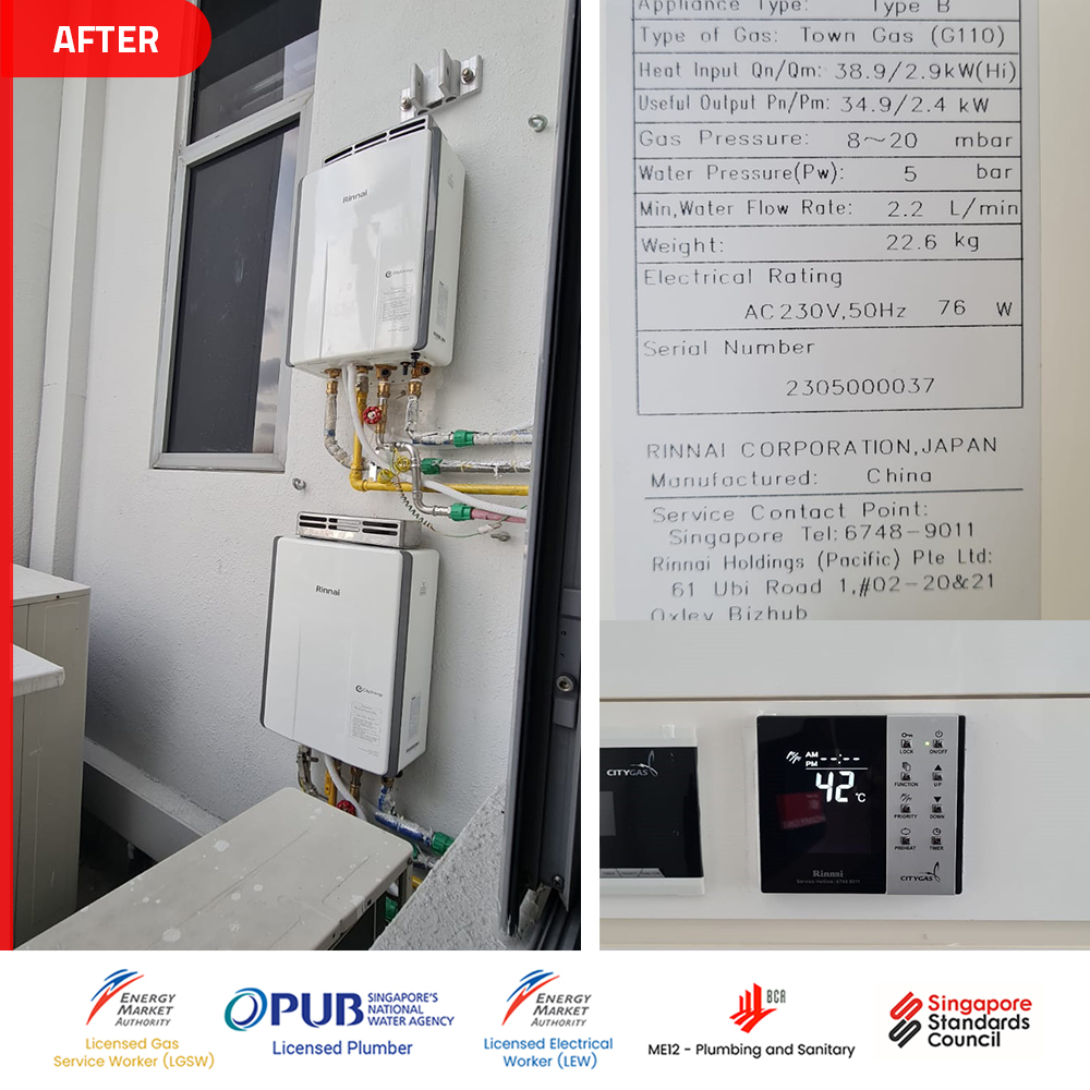 Bukit Timah Gas Water Heater Installation Replacement Cyan - After