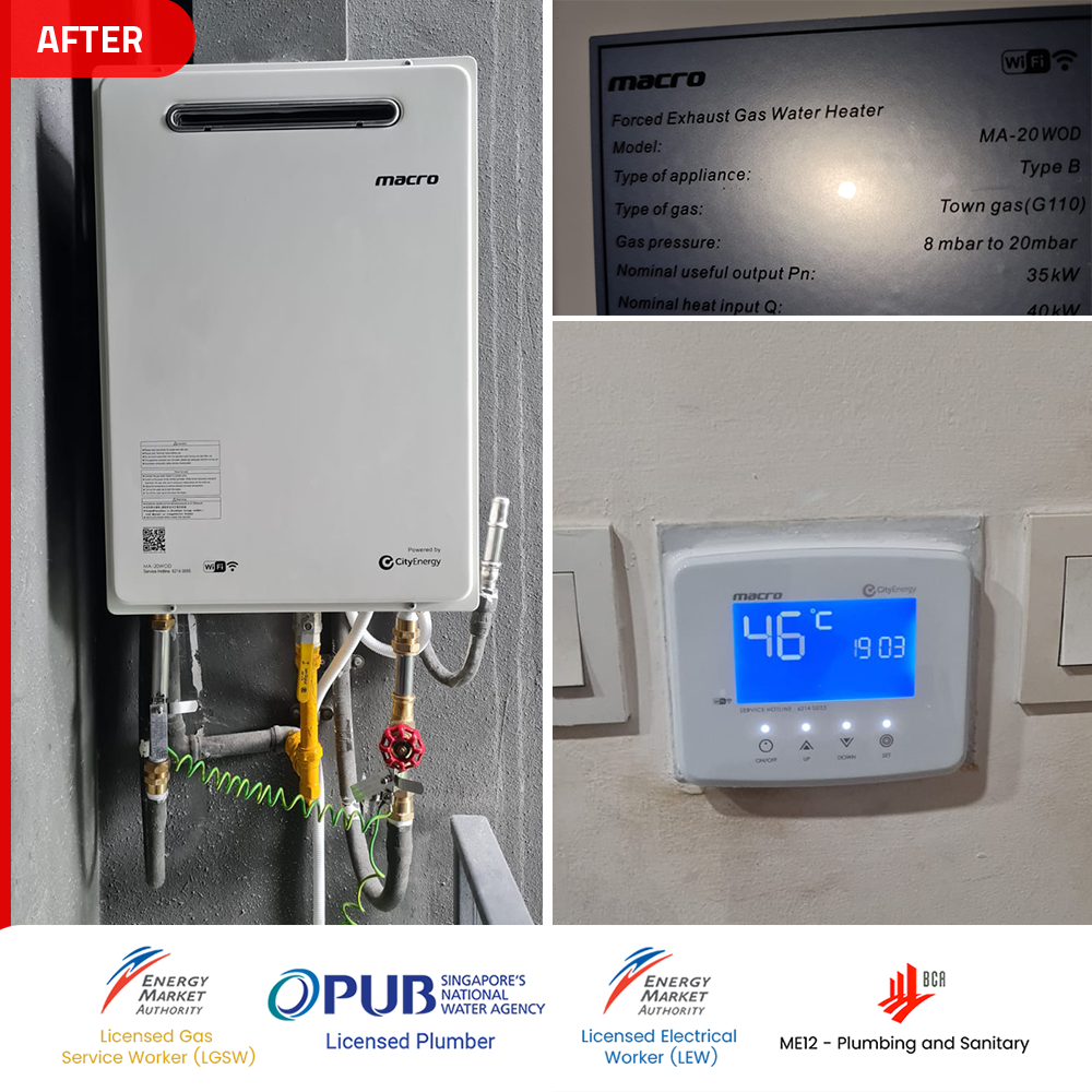 Gas Heater Installation and Replacement in Alexandra 6 City Gas Water Heater Replacement Installation Alexandra - Alex Residences - After