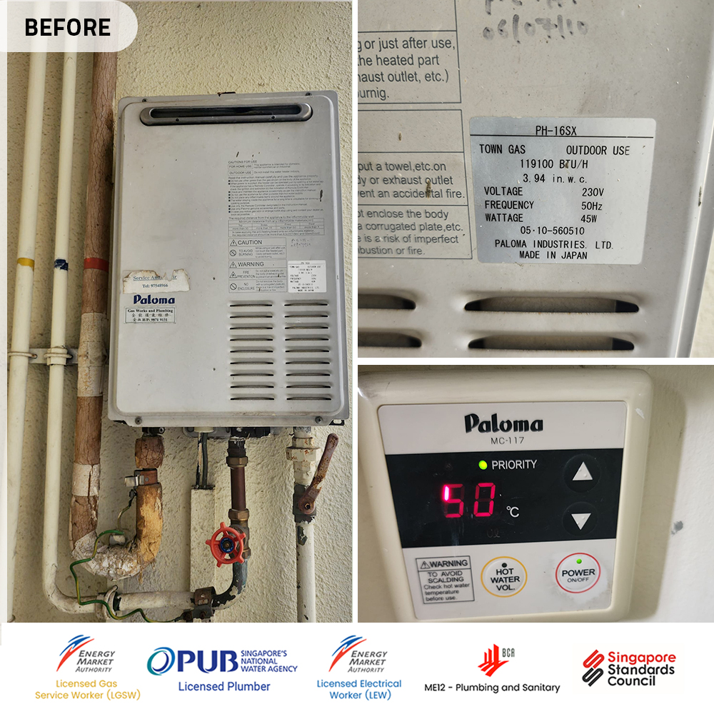 Gas Heater Installation and Replacement in Hougang 6 hougang-gas-water-heater-installation-replacement-kovan-melody-before
