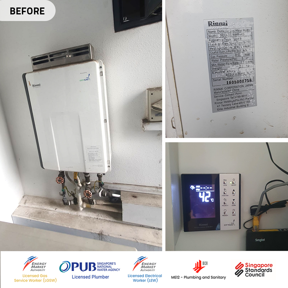 Gas Heater Installation and Replacement in Pasir Ris 12 Pasir Ris Gas Water Heater Installation Replacement Coco Palms - Before