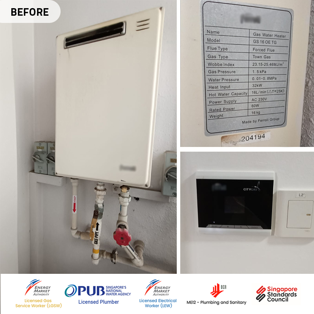 Gas Heater Installation and Replacement in Pasir Ris 5 pasir-ris-gas-water-heater-installation-replacement-oasis-elias-before