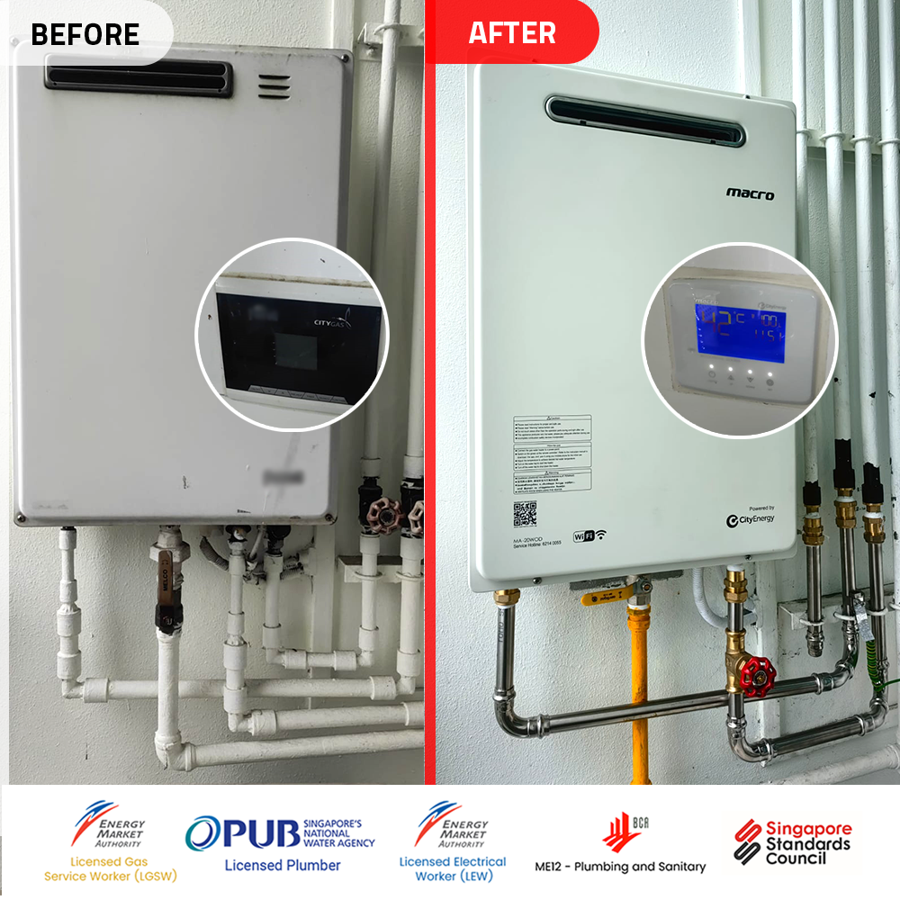 Sembawang Gas Water Heater Installation Replacement - Eight Courtyards