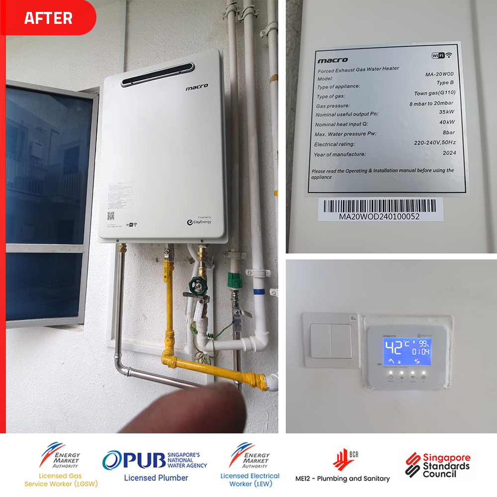 Tampines Gas Water Heater Installation Replacement The Santorini - After