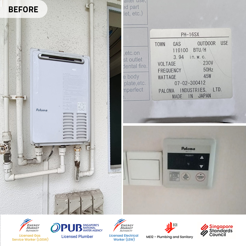 Yio Chu Kang Gas Water Heater Installation Replacement - The Calrose - Before
