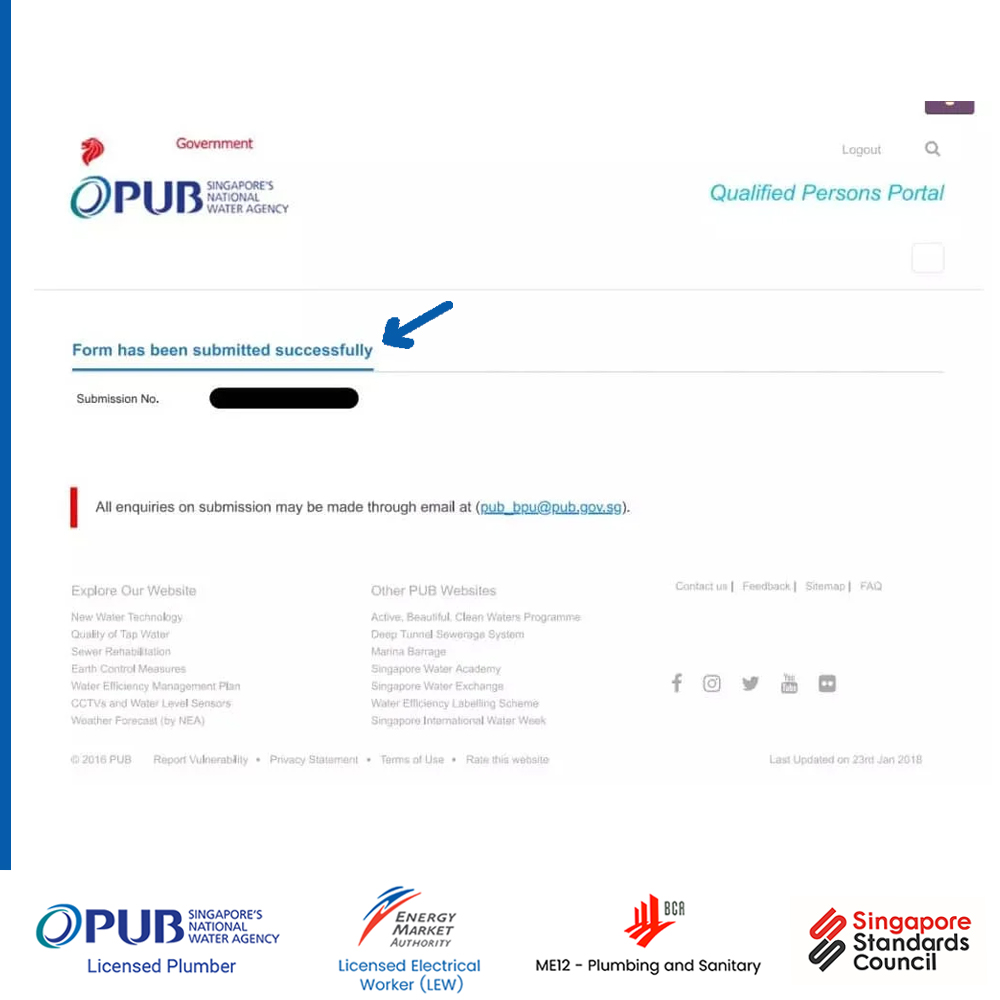 How to obtain PUB Storage Heater Installation Certificate 10 Form has been submitted successfully