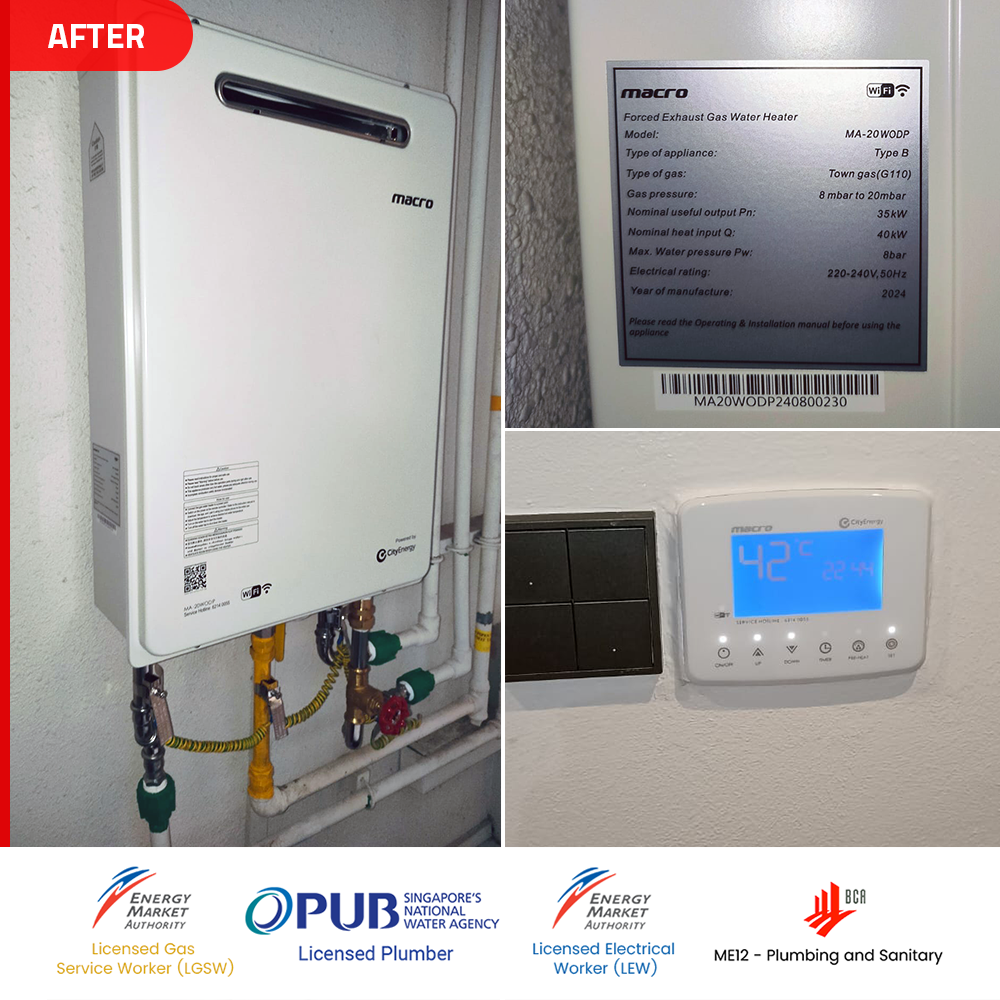 After Gas Heater Replacement Skypark Residences Sembawang