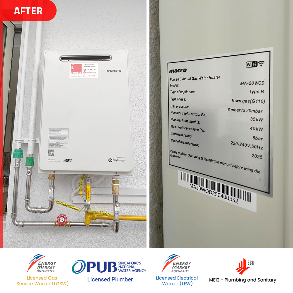 Gas Heater Replacement The Calrose - After - Yio Chu Kang