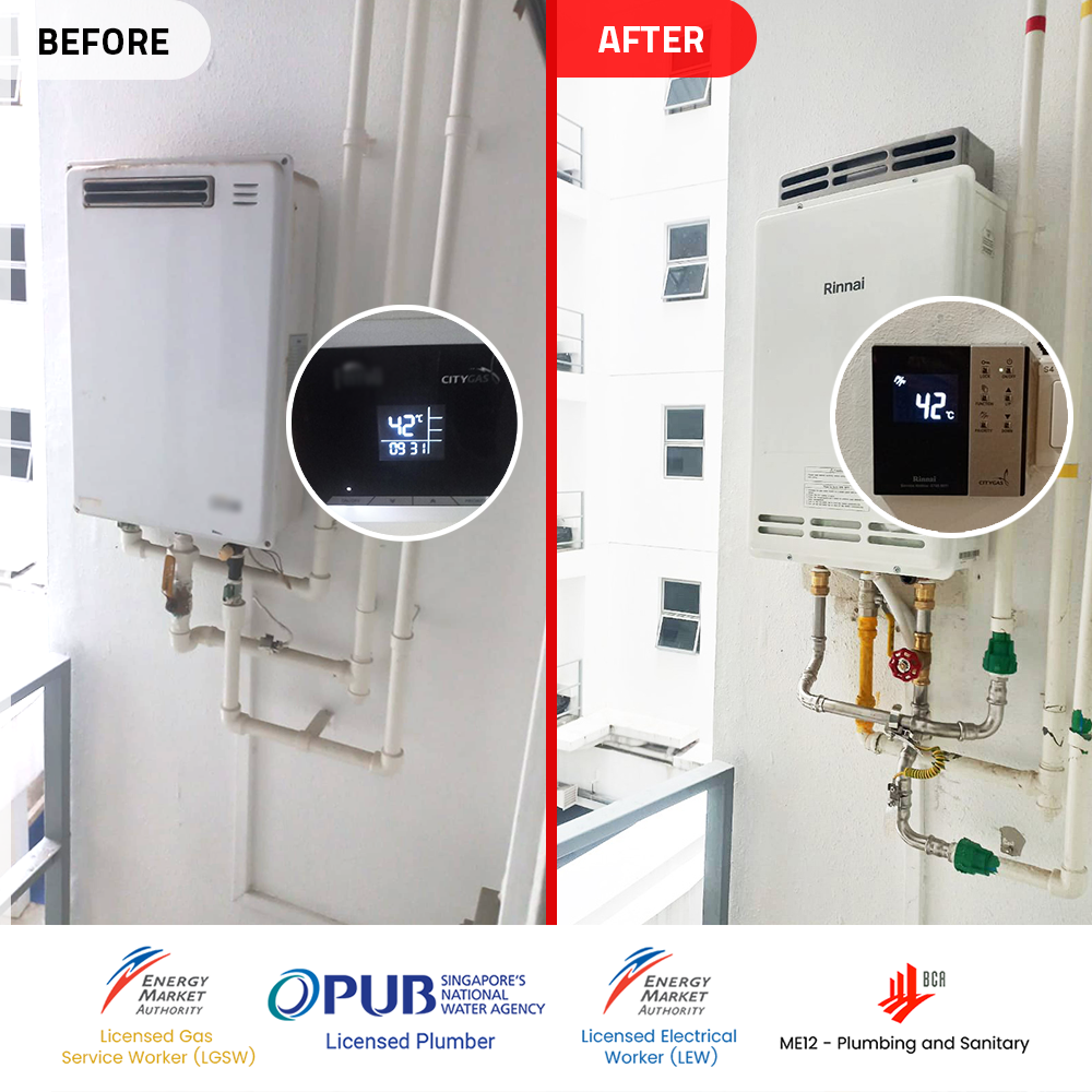 Before After Gas Heater Replacement Prive Punggol