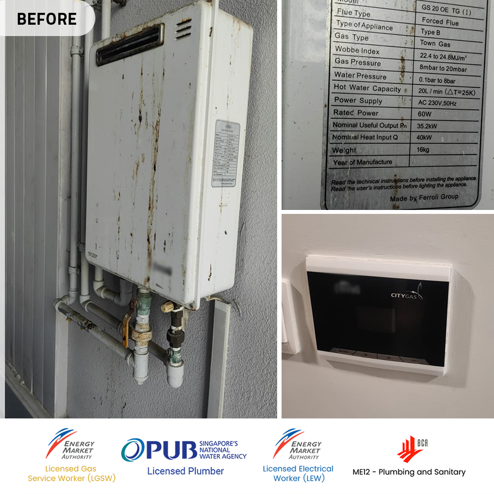 Before Gas Heater Replacement Parc Centros Punggol
