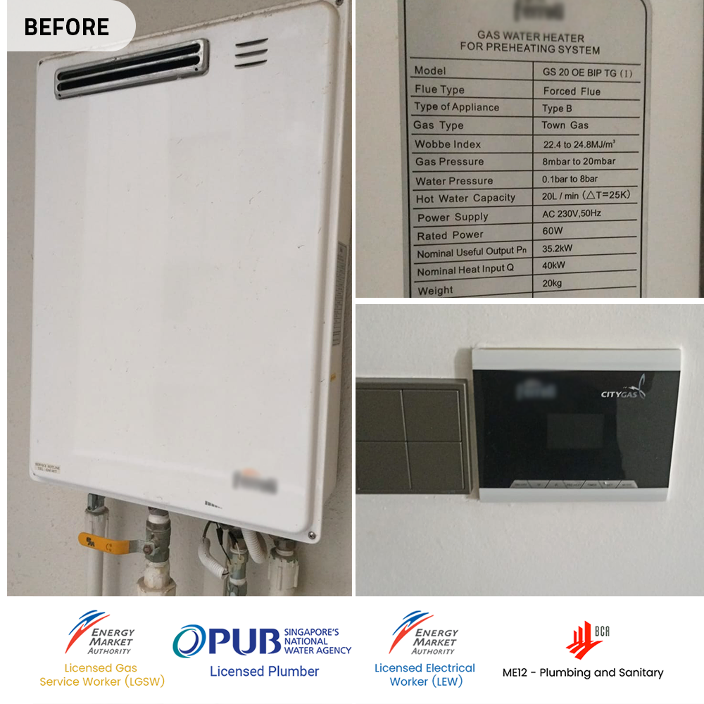 Before Gas Heater Replacement Skypark Residences Sembawang