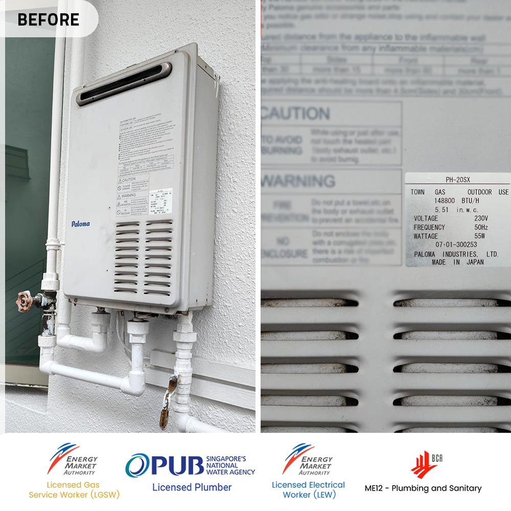 Gas Heater Replacement The Calrose - Before - Yio Chu Kang