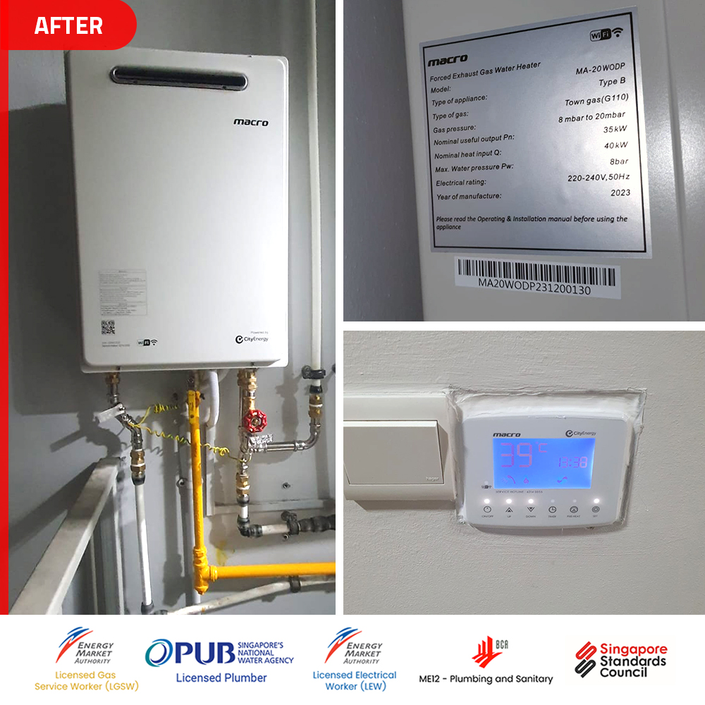 Sembawang Gas Water Heater Installation Replacement - Parc Life - After