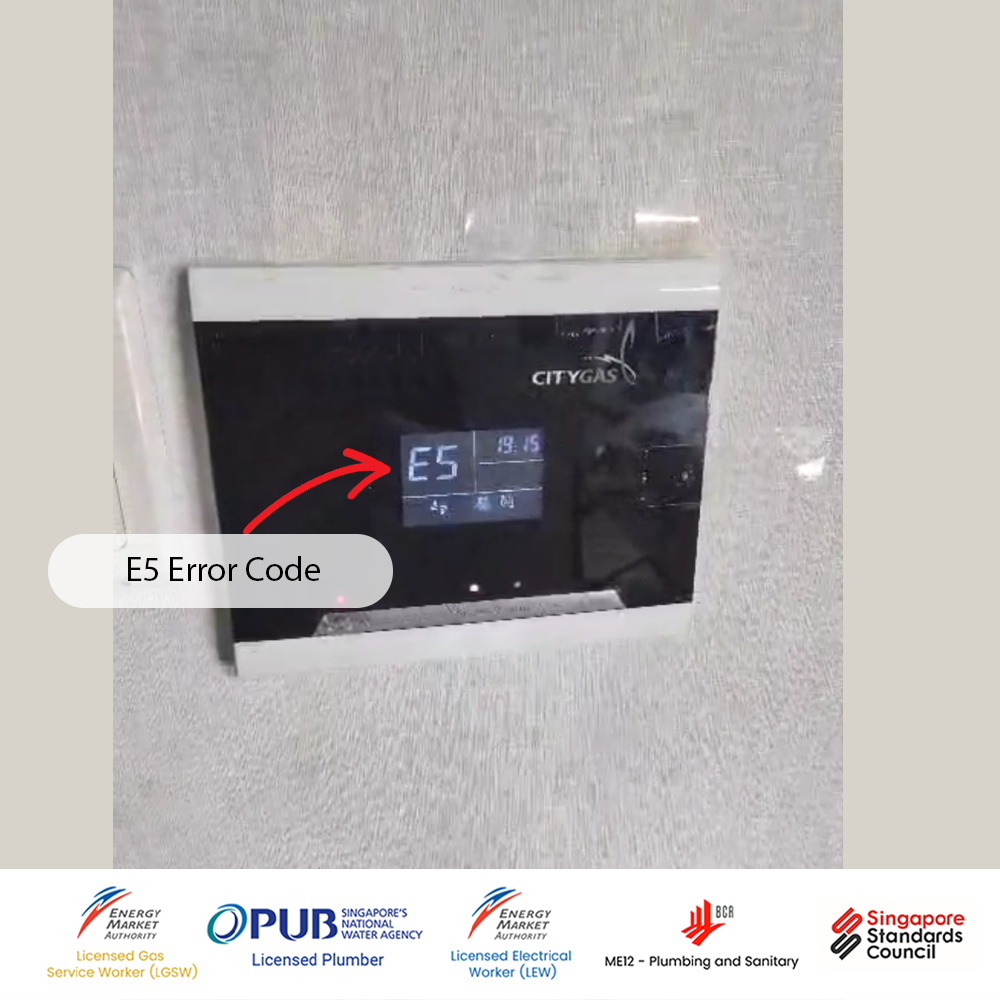 City Gas Heater North Park Residences E5 Error Code Control Panel