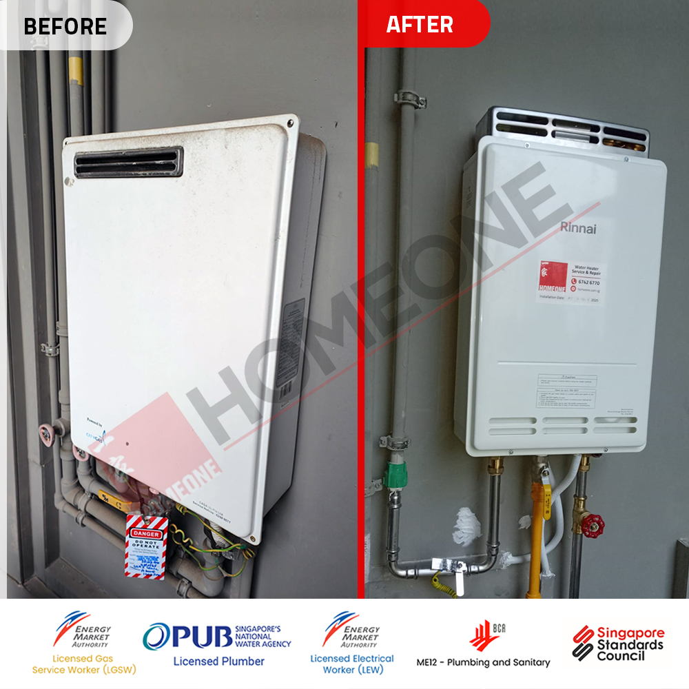 City Gas Heater with Smoke at Inz Residences - Gas Heater Replacement 01