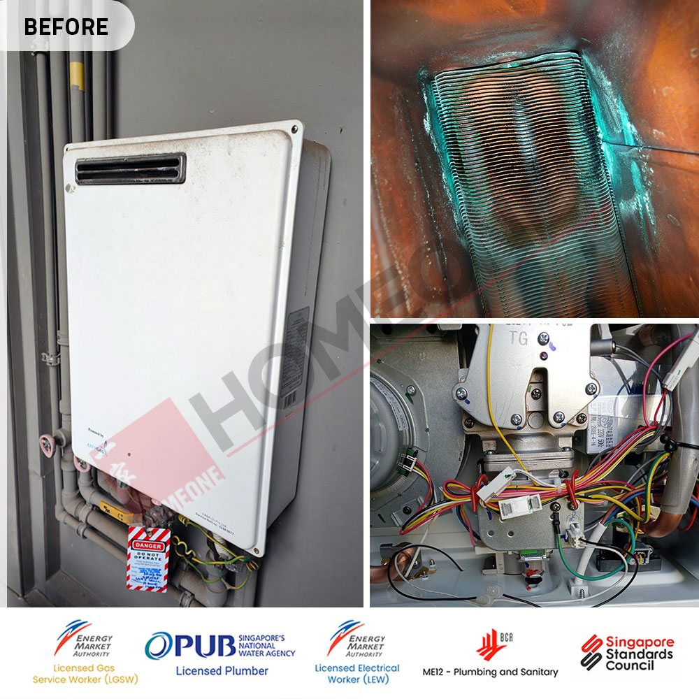 Gas Water Heater with Smoke at Inz Residences – Citygas Supply: Replacement to Rinnai REU-2024W-RS 3 City Gas Heater With Smoke at Inz Residences - Gas Heater Replacement 02