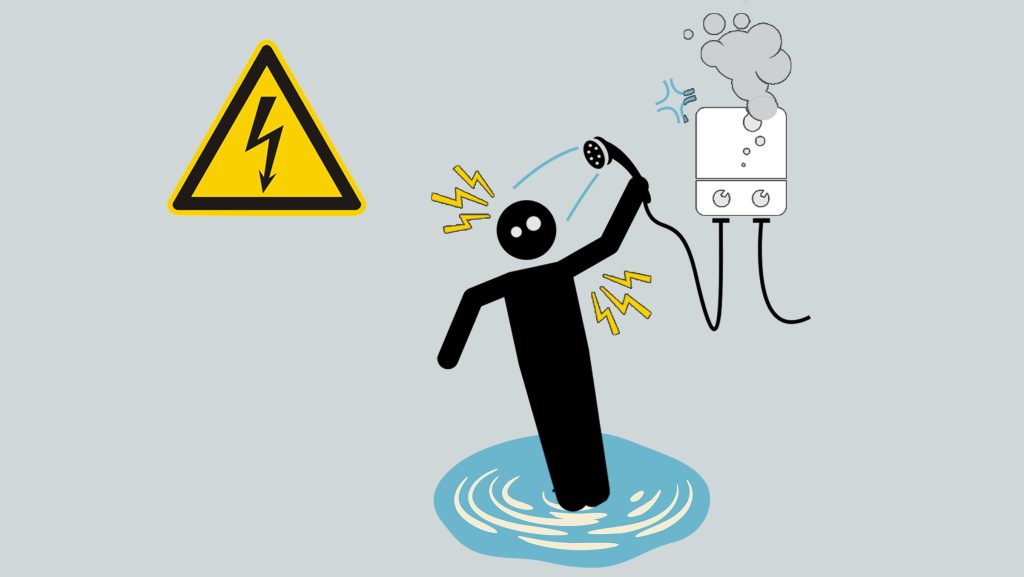 storage water heater electrocution risk while showering