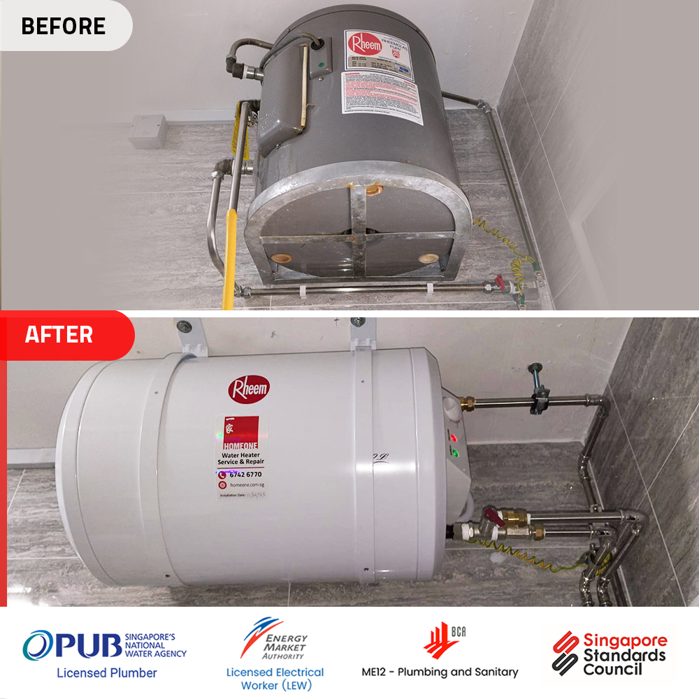 install water heater at 538 Hougang Street 52 on 11 feb 2026