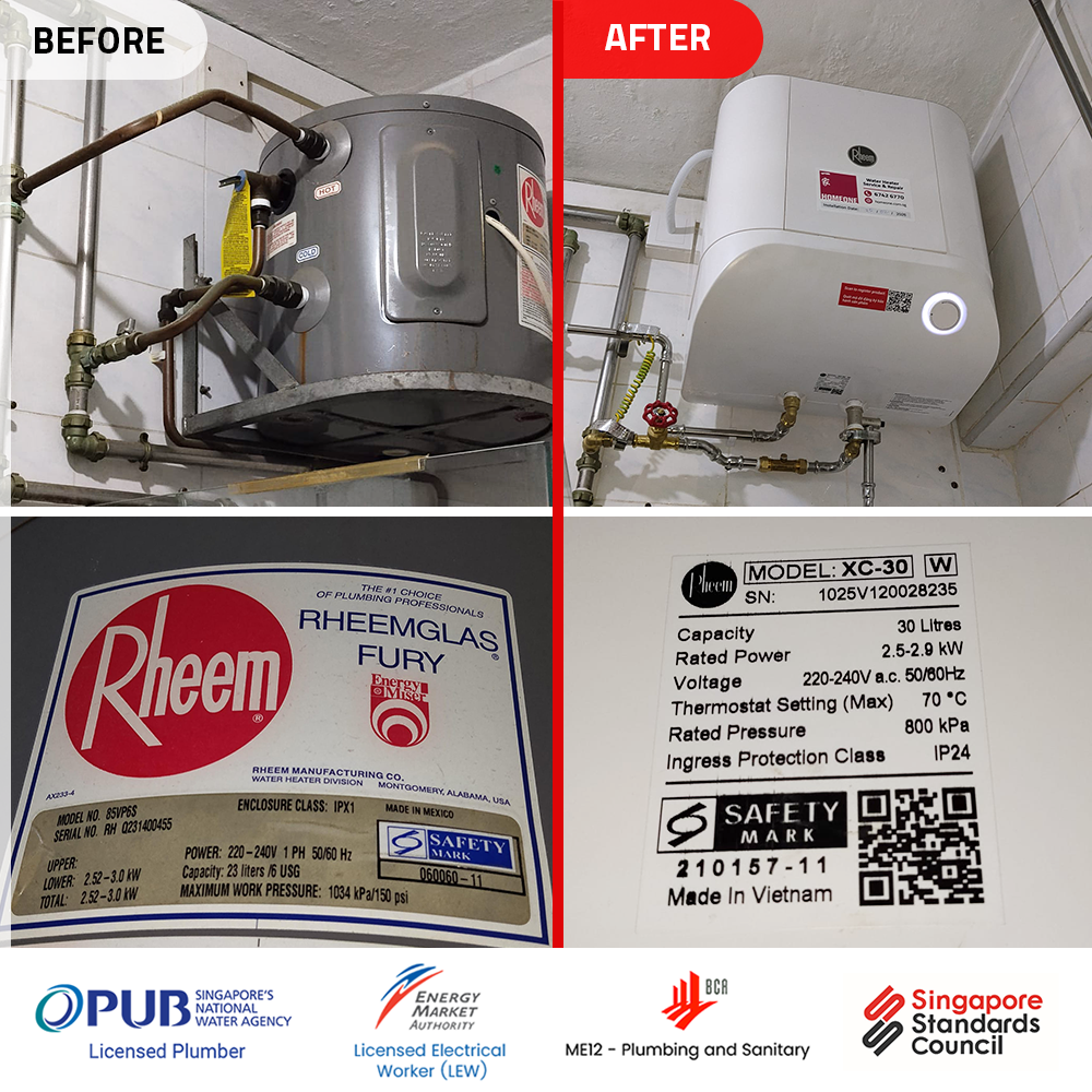 Water Heater Installation Replacement at 580 Hougang Ave 4