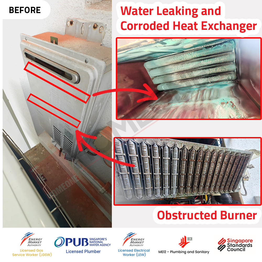 Corroded Heat Exchanger with Water Leakage