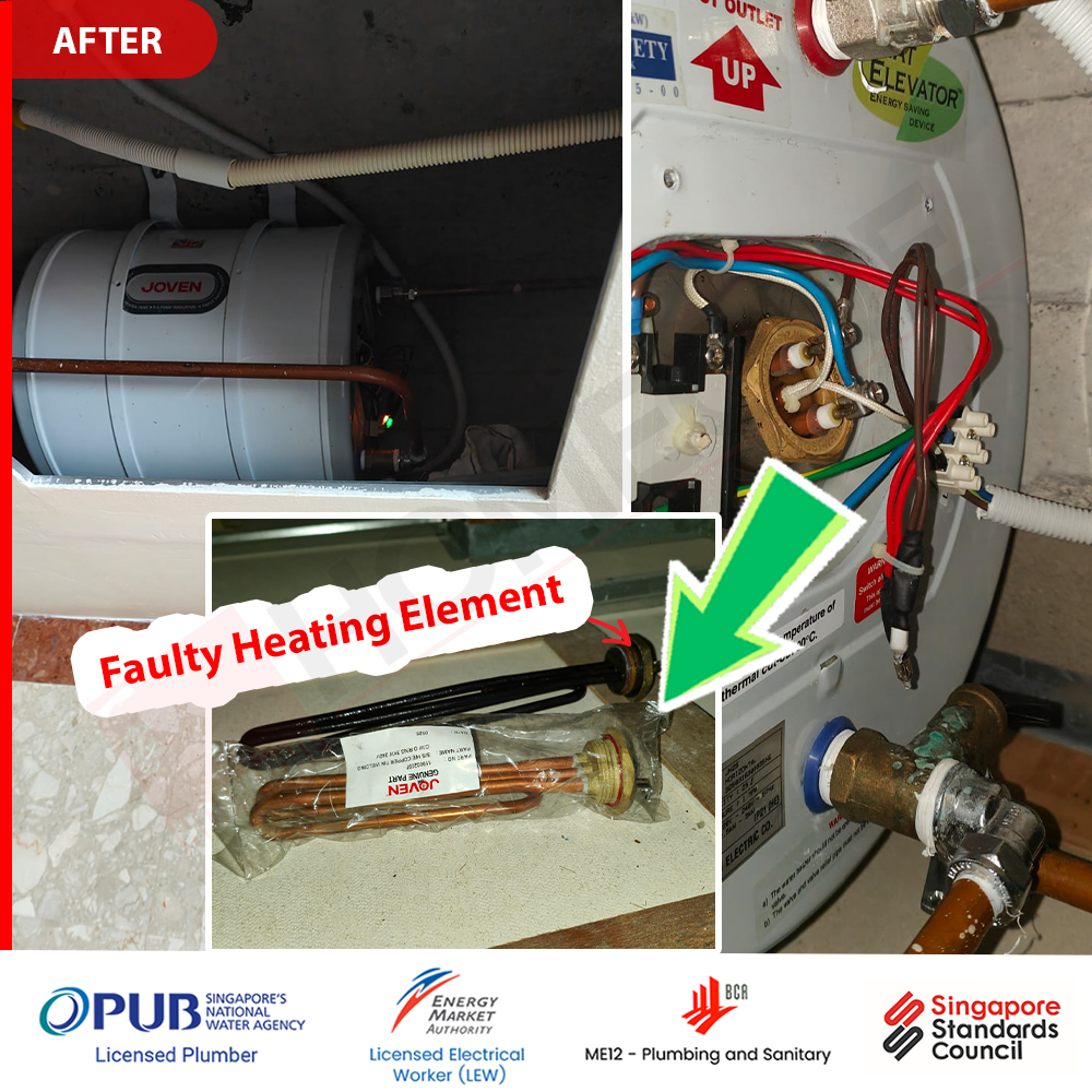 Joven water heater repair - Heating Element Faulty -After repair @ The Springbloom