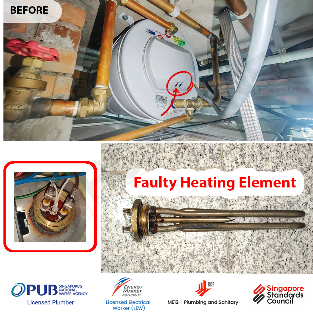 Joven water heater repair Heating Element Faulty Before Repair 1