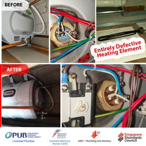 Water Heater Replacement & Installation Singapore | PUB Licensed 49 Joven water heater repair - Heating Element Faulty -Before and After @ The Springbloom