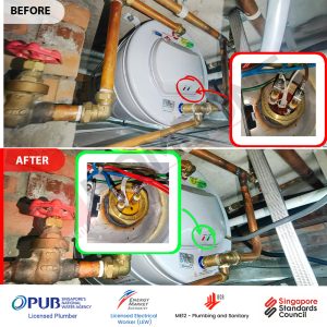 Water Heater Replacement & Installation Singapore | PUB Licensed 50 Joven water heater repair - Heating Element Faulty -Before and After - Blossoms @ Woodleigh