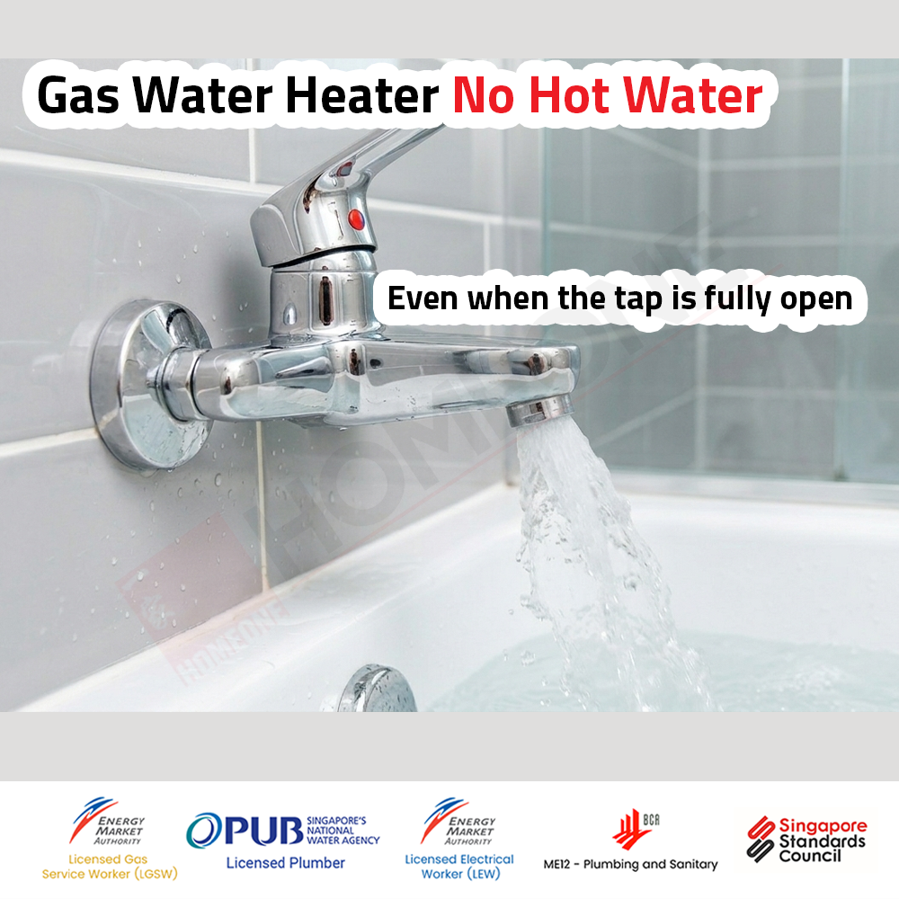 Gas water heater no hot water — tap is fully turned on with no hot water