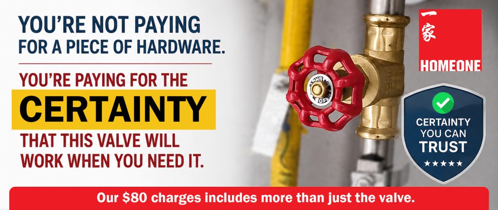 $80 charges include more than the valve - water pipe stop valve