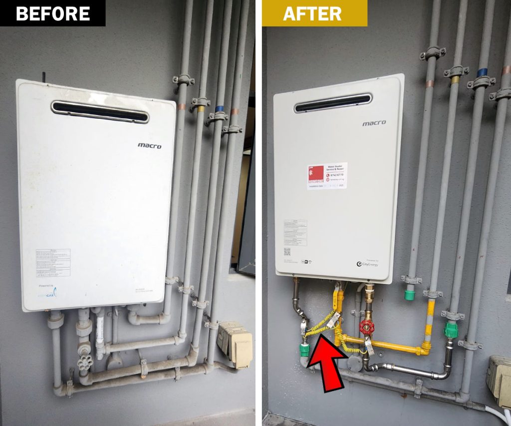 before installing equipotential bonding gas heater 1