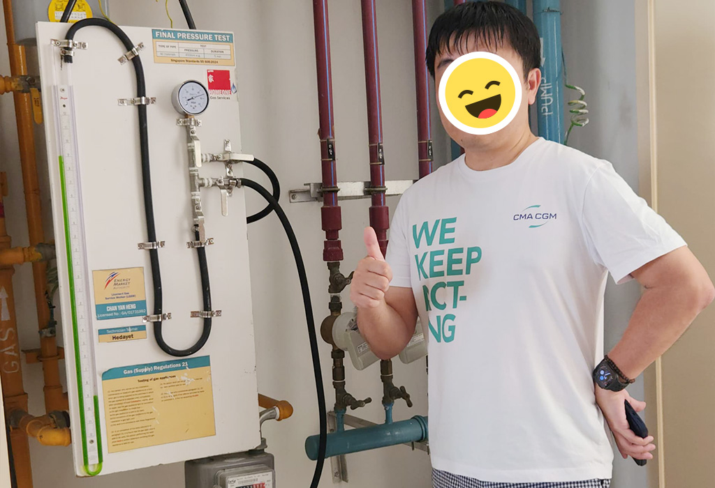 final pressure test in completed gas wa ter heater installation