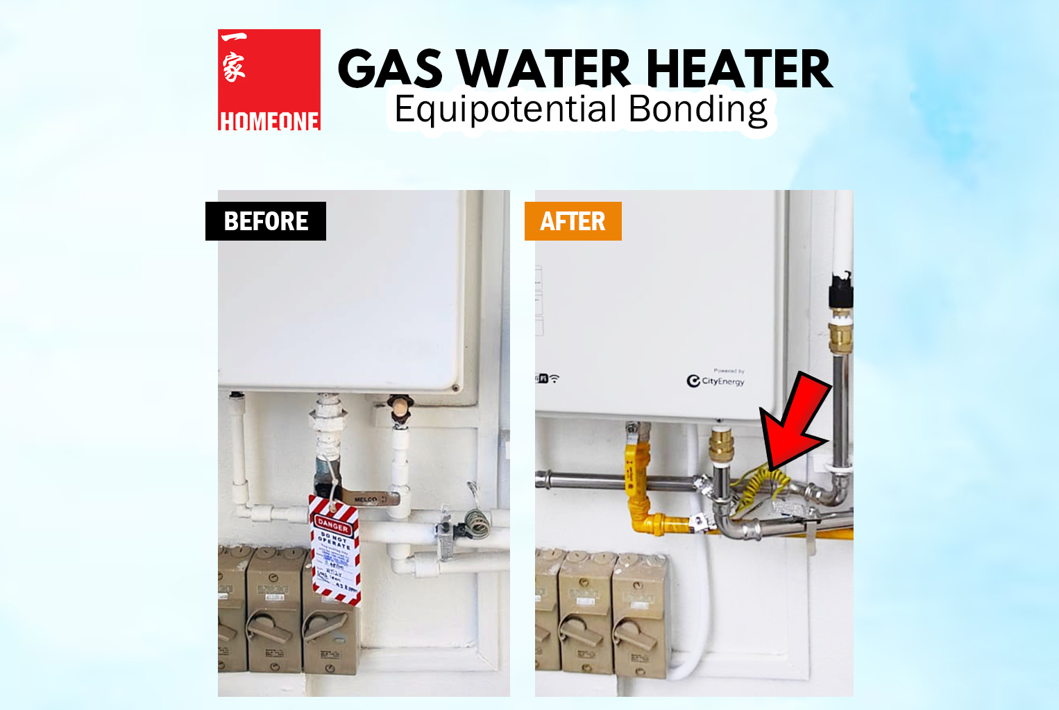 gas water heater - equipotential bonding