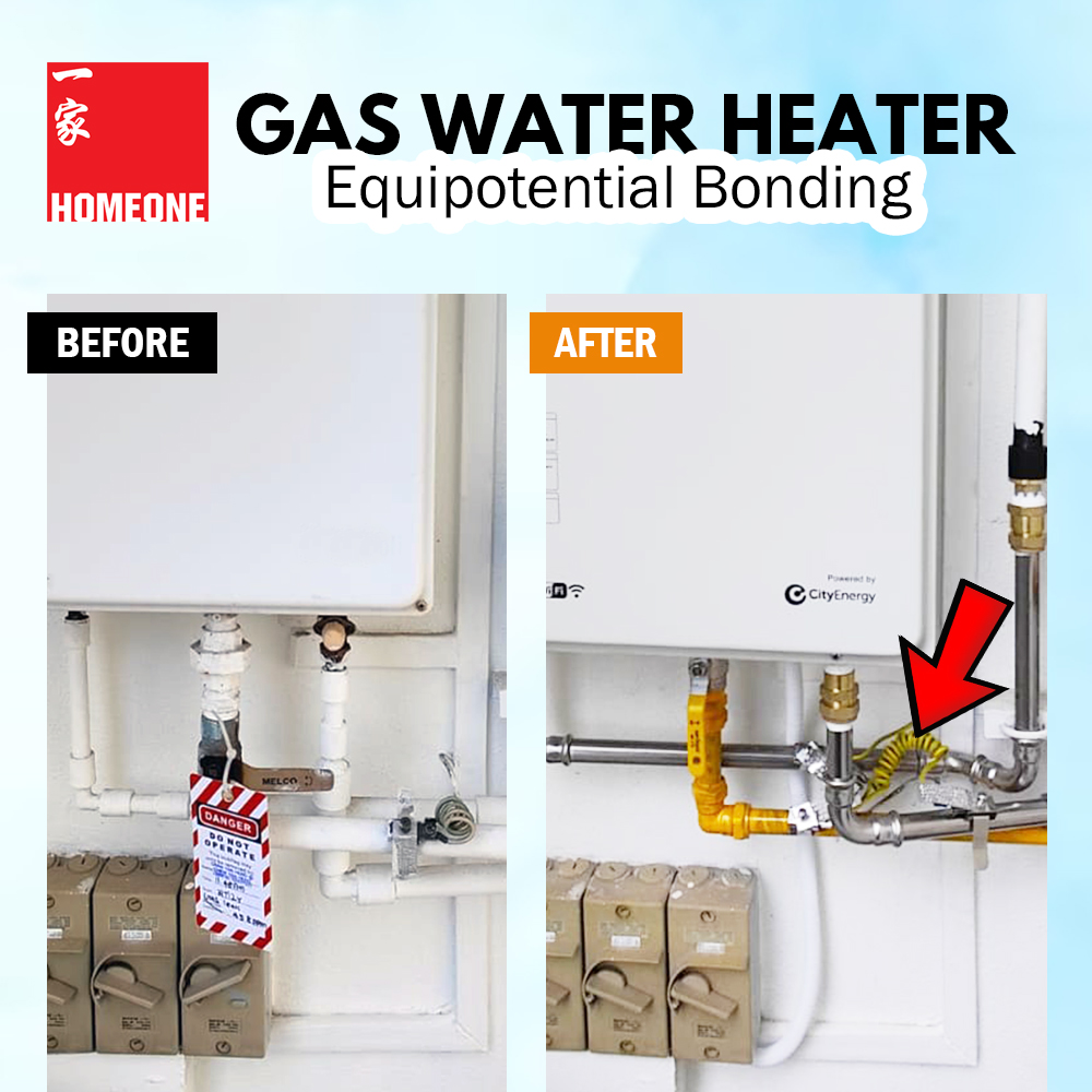 gas water heater - equipotential bonding