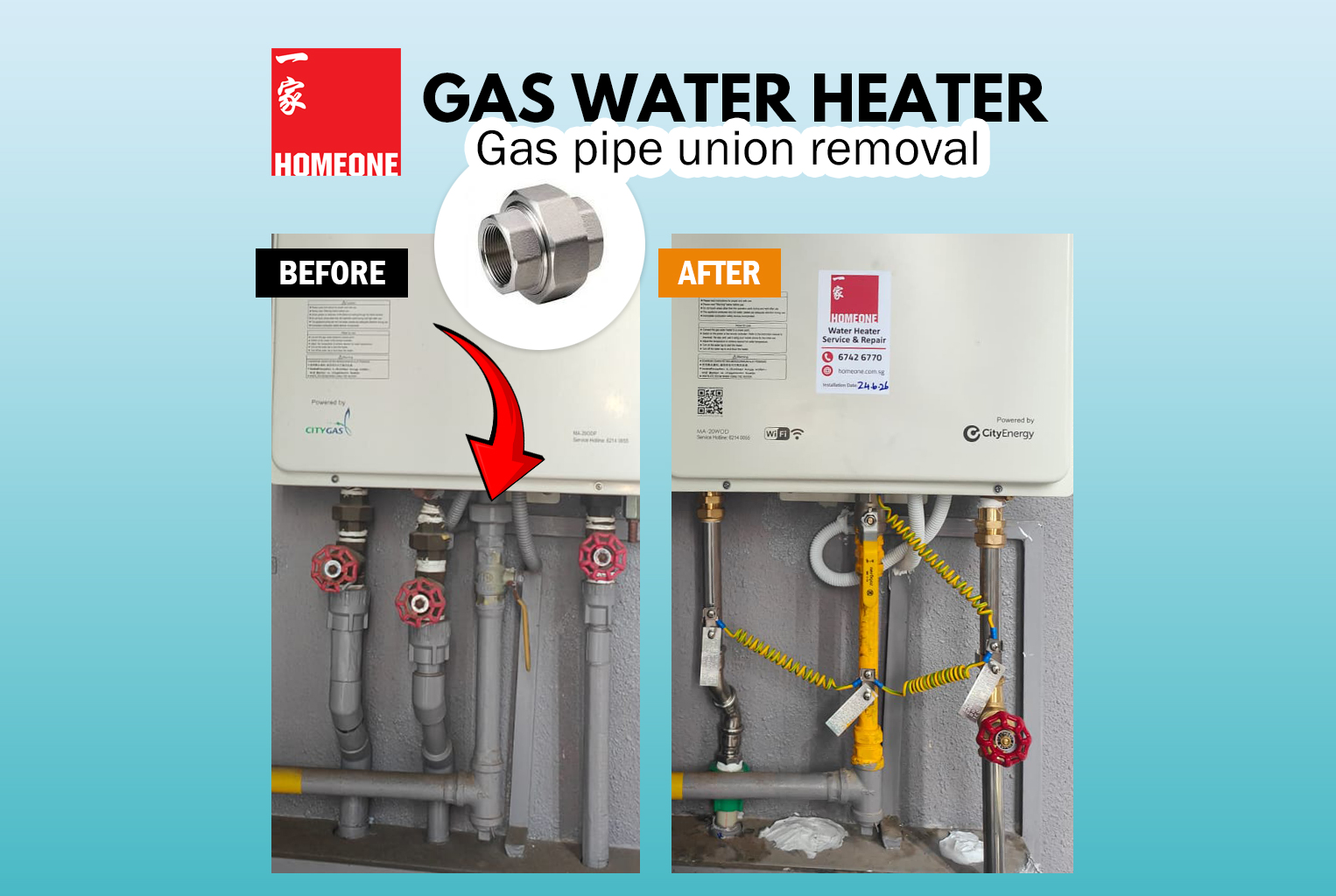 gas water heater - gas union removal featured