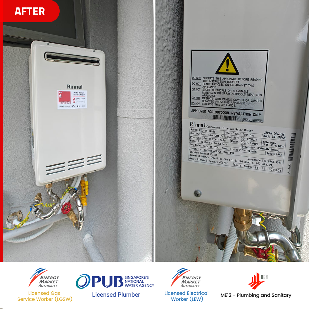 after Rinnai REU-1618W-RS gas heater installed