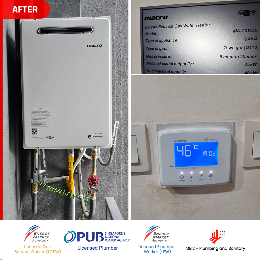 After Macro MA-20WOD gas heater installed at alex residences - queenstown
