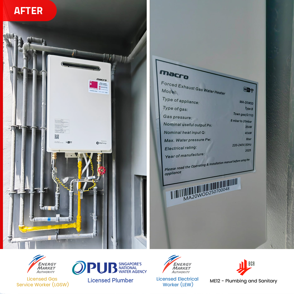 after Macro MA-20WOD gas heater installed at grandeur park residences