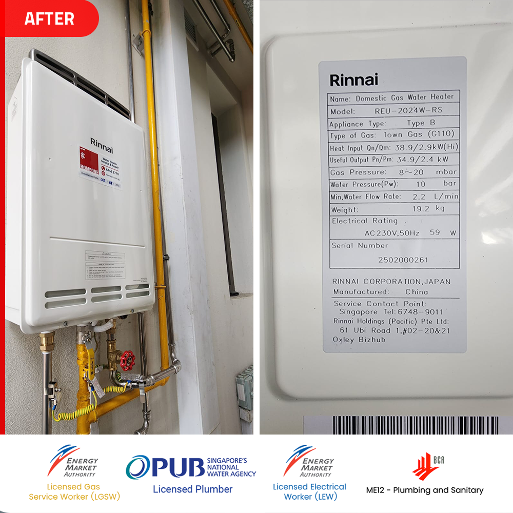 after Rinnai REU 2024W-RS Gas Heater Installed Orchard Hullet