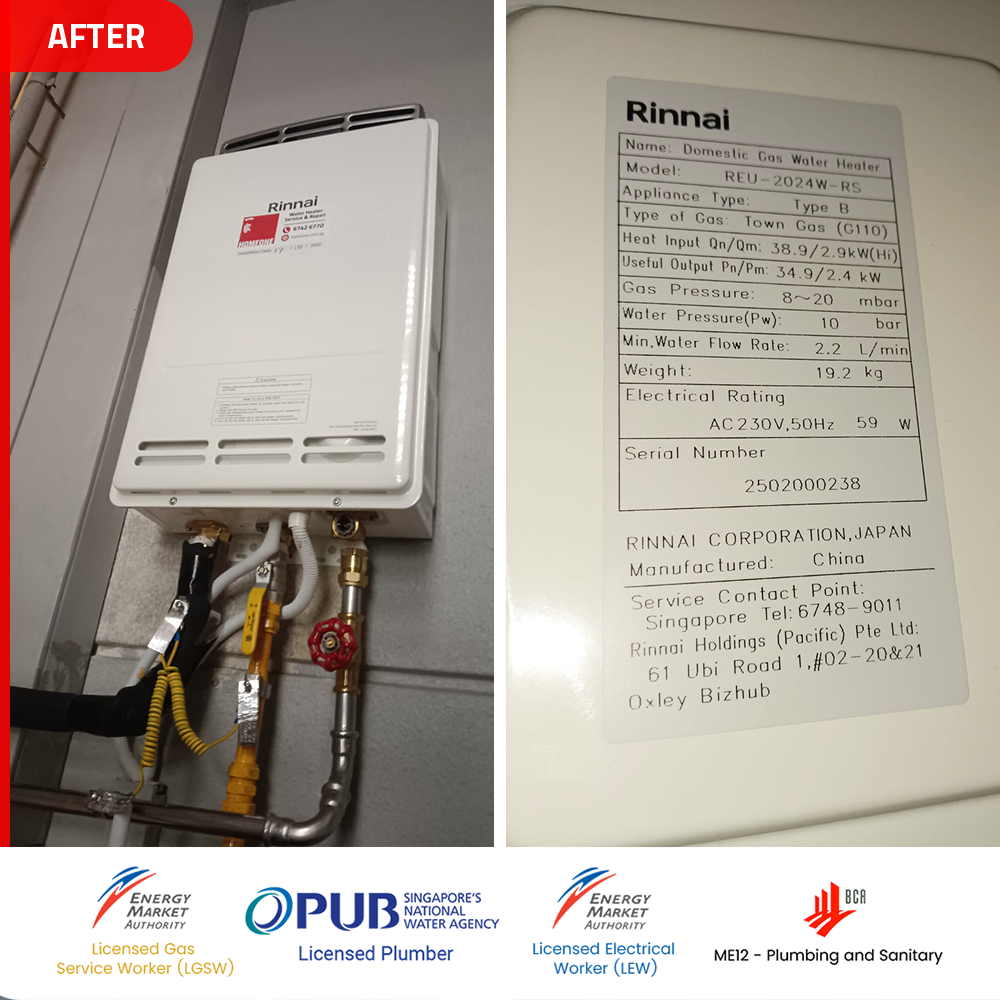 after Rinnai REU-2024W-RS gas heater installed orchard the light cairnhill