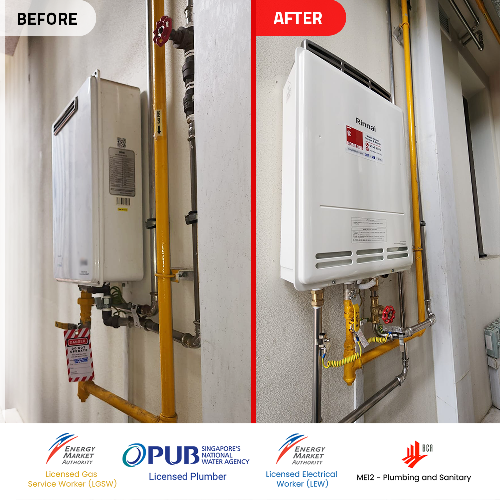 Before after gas heater powered by citygas replacement at hullet orchard